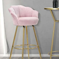 Fauteuil de bar en tissu et métal Vienna (Rose)