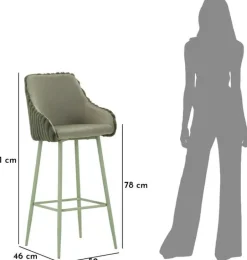 Fauteuil de bar en tissu et métal Alaska (Lot de 2) (Vert)