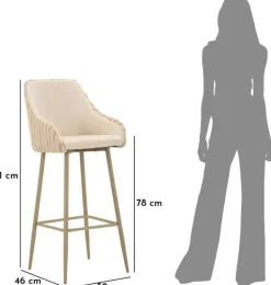 Fauteuil de bar en tissu et métal Alaska (Lot de 2) (Crème)