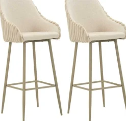 Fauteuil de bar en tissu et métal Alaska (Lot de 2) (Crème)