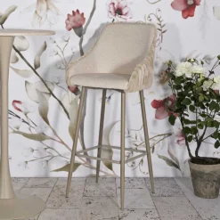 Fauteuil de bar en tissu et métal Alaska (Lot de 2) (Crème)