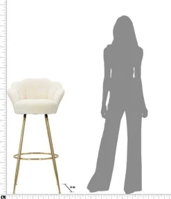 Fauteuil de bar en tissu et métal Vienna (Crème et doré)