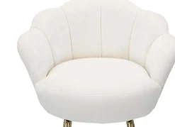 Fauteuil de bar en tissu et métal Vienna (Crème et doré)