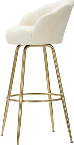 Fauteuil de bar en tissu et métal Vienna (Crème et doré)