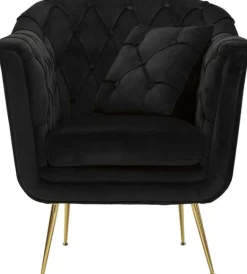 Fauteuil en tissu capitonné Budapest 88 x 83 x 91 cm (Noir)
