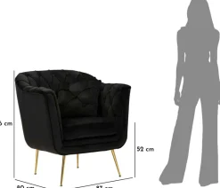 Fauteuil en tissu capitonné Budapest 88 x 83 x 91 cm (Noir)