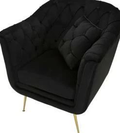 Fauteuil en tissu capitonné Budapest 88 x 83 x 91 cm (Noir)
