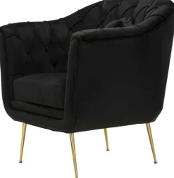 Fauteuil en tissu capitonné Budapest 88 x 83 x 91 cm (Noir)