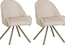 Fauteuil en tissu côtelé Sedia (Lot de 2) (Crème)