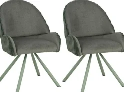 Fauteuil en tissu côtelé Sedia (Lot de 2) (Vert)