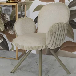 Fauteuil en tissu côtelé Stockholm (Lot de 2) (Crème)