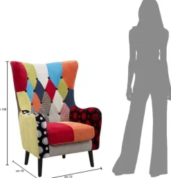 Fauteuil en tissu patchwork Imperial 73 x 79 x 106 cm