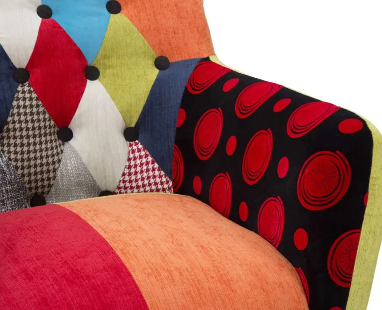 Fauteuil en tissu patchwork 71 x 63 x 78 cm