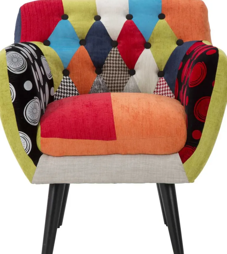 Fauteuil en tissu patchwork 71 x 63 x 78 cm