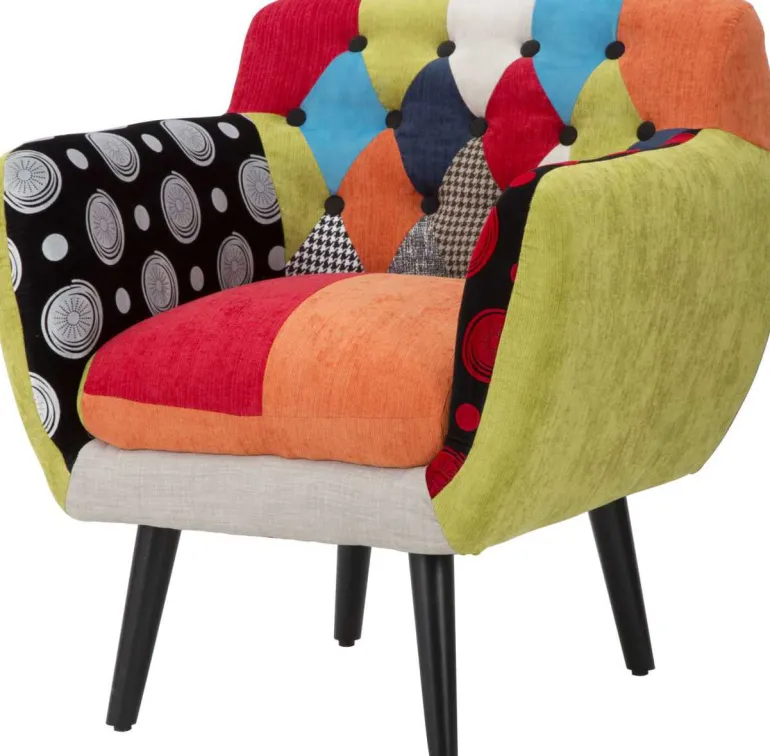 Fauteuil en tissu patchwork 71 x 63 x 78 cm