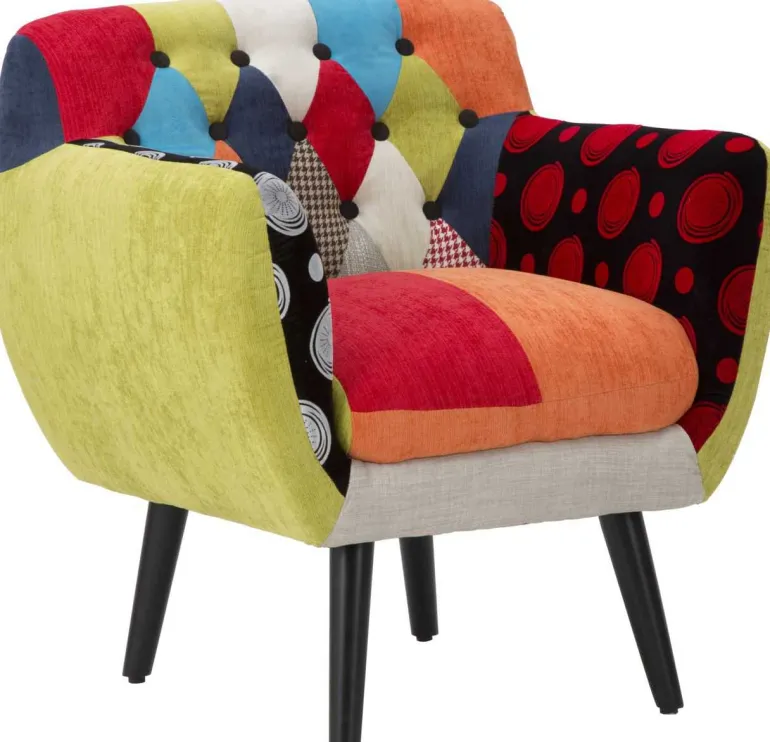 Fauteuil en tissu patchwork 71 x 63 x 78 cm