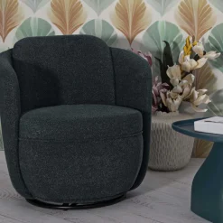 Fauteuil en tissu Torino 70 x 72 x 75 cm (Bleu vert)