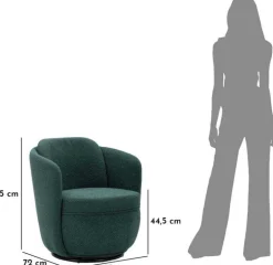 Fauteuil en tissu Torino 70 x 72 x 75 cm (Bleu vert)