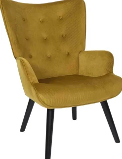 Fauteuil en velours côtelé Giulia (Jaune)