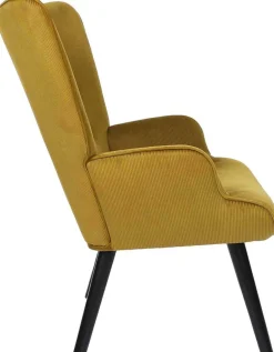 Fauteuil en velours côtelé Giulia (Jaune)