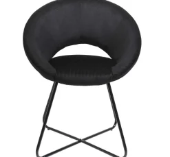 Fauteuil rond en velours cotelé Giulia (Noir)