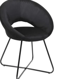 Fauteuil rond en velours cotelé Giulia (Noir)