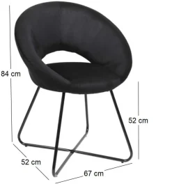 Fauteuil rond en velours cotelé Giulia (Noir)