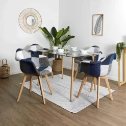 Fauteuil scandinave Patchwork (Lot de 2) (Bleu)
