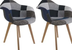 Fauteuil scandinave Patchwork (Lot de 2) (Bleu)