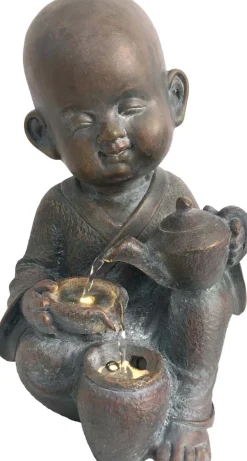 Fontaine d'intérieur en résine Bouddha avec théière