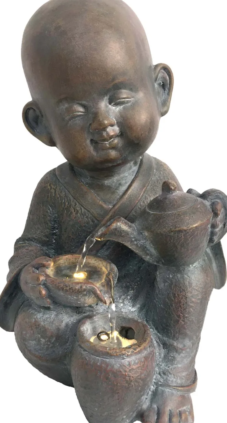 Fontaine d'intérieur en résine Bouddha avec théière