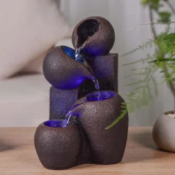 Fontaine zen en résine avec LED Luba