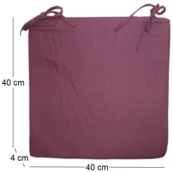 Galette de chaise en coton 40 cm (Aubergine)