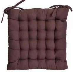 Galette de chaise en coton uni 40 cm 25 points (Chocolat)