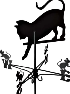 Girouette en acier noir (Chat qui chassent des souris)