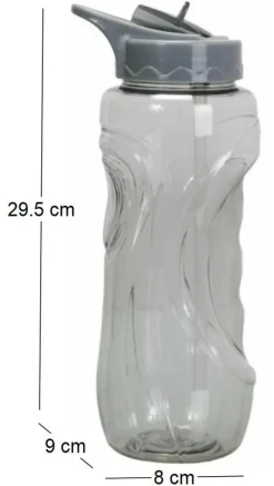 Gourde de sport bouchon avec paille 900 ml (Gris)