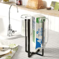 Égouttoir à bouteilles en métal Stand (Noir)