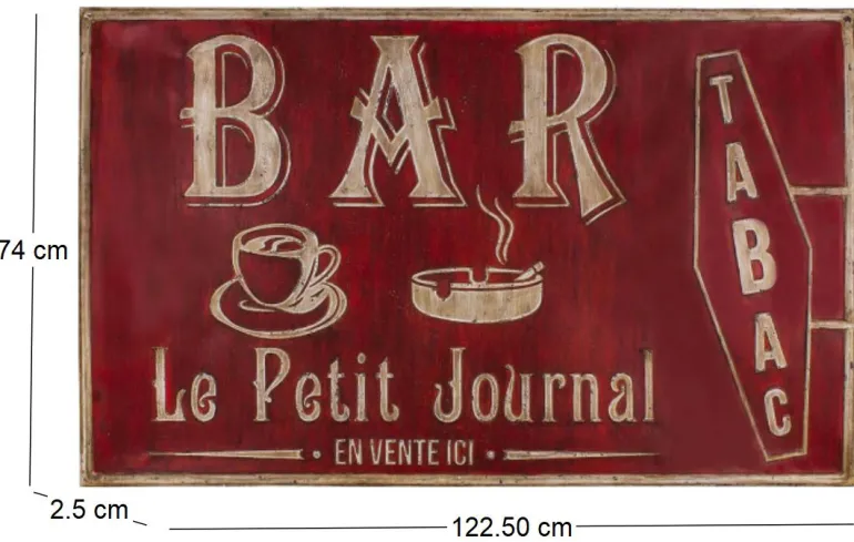 Grande plaque vintage en fer 122,5 x 74 cm (Bar tabac)