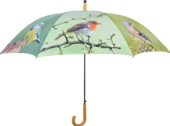 Grand parapluie bois et métal toile polyester (Oiseaux)