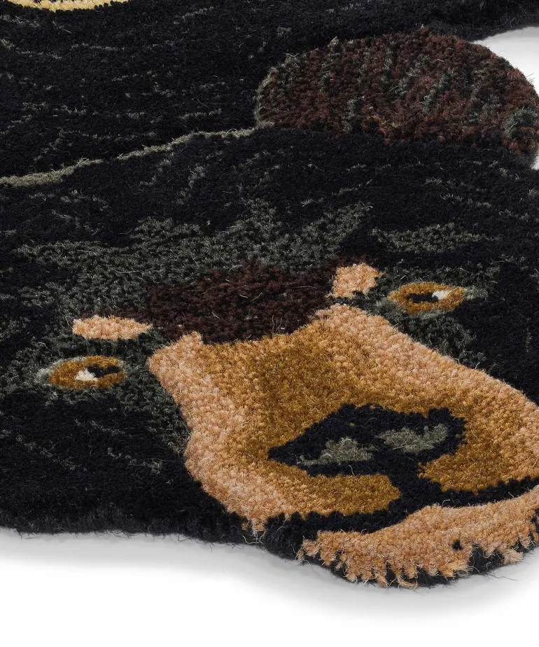 Grand tapis en laine Ours (Noir)