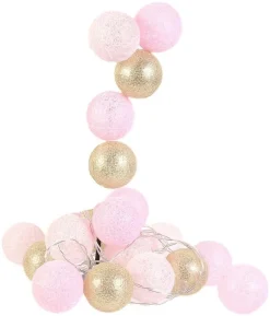 Guirlande lumineuse boules colorées 20 LED 3,72 m (Rose, Doré)