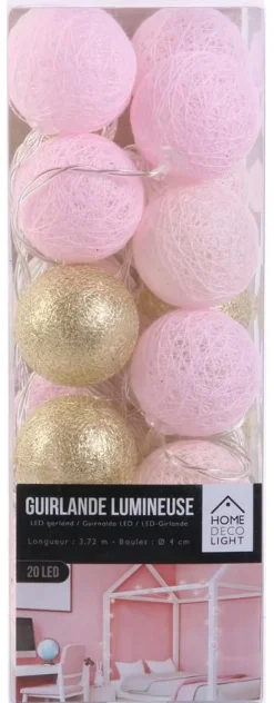 Guirlande lumineuse boules colorées 20 LED 3,72 m (Rose, Doré)