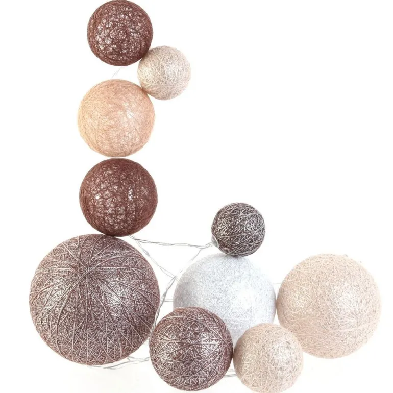 Guirlande lumineuse boules colorées 10 leds multi-tailles (Marron)