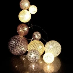 Guirlande lumineuse boules colorées 10 leds multi-tailles (Marron)