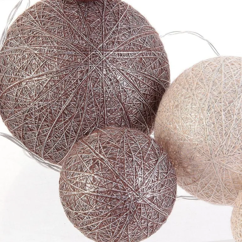 Guirlande lumineuse boules colorées 10 leds multi-tailles (Marron)