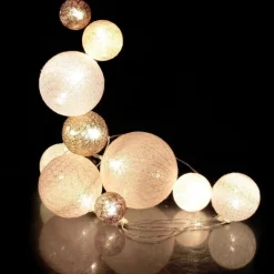Guirlande lumineuse boules colorées 10 leds multi-tailles (Rose)