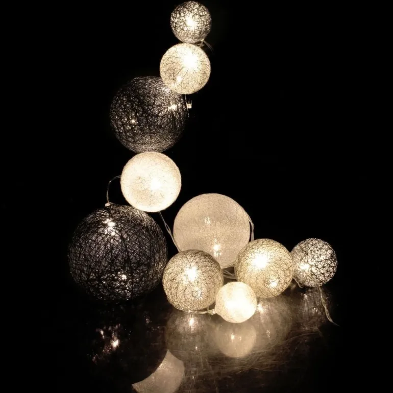 Guirlande lumineuse boules colorées 10 leds multi-tailles (Gris)