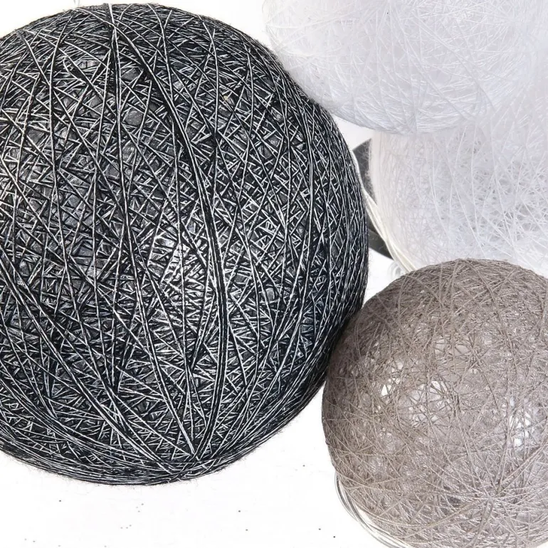 Guirlande lumineuse boules colorées 10 leds multi-tailles (Gris)