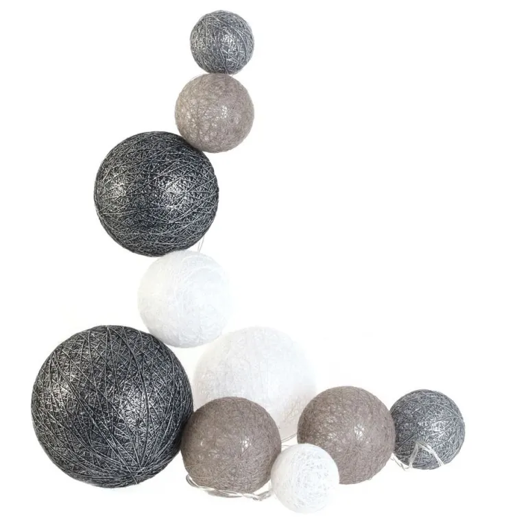 Guirlande lumineuse boules colorées 10 leds multi-tailles (Gris)