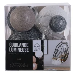 Guirlande lumineuse boules colorées 10 leds multi-tailles (Gris)